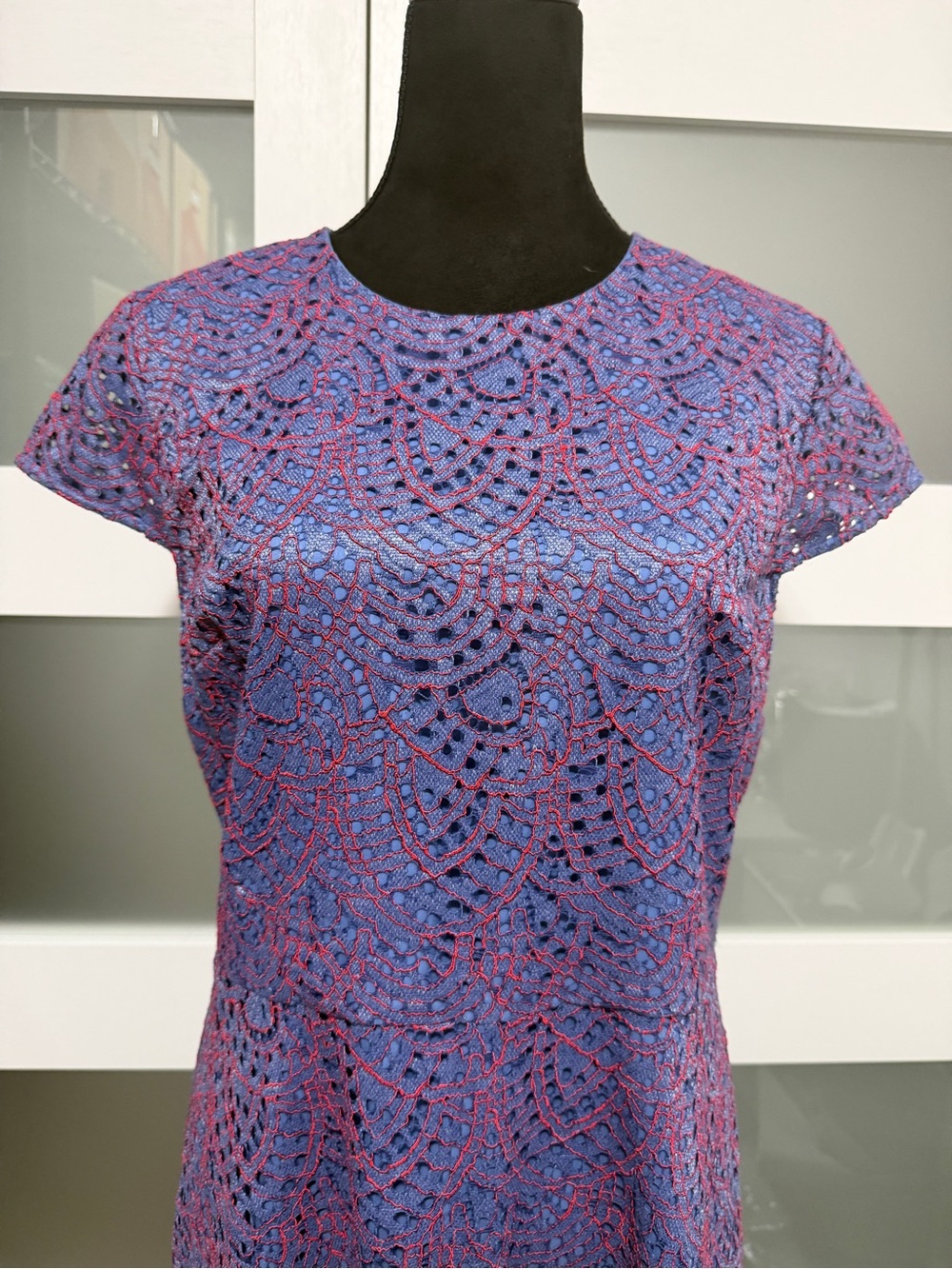 Banana Republic Lace Asymmetric Cap Sleeve Dress Purple - Picture 4 of 12